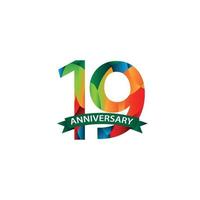 19 Years Anniversary Celebration Vector Template Design Illustration