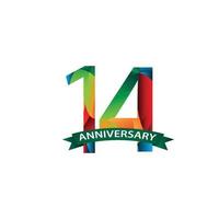 14 Years Anniversary Celebration Vector Template Design Illustration
