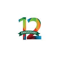 Ilustración de diseño de plantilla de vector de celebración de aniversario de 12 años