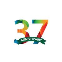 37 Years Anniversary Celebration Vector Template Design Illustration