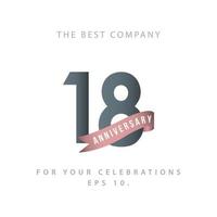 18 Years Anniversary Celebration Vector Template Design Illustration