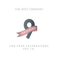 9 Years Anniversary Celebration Vector Template Design Illustration