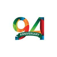 94 Years Anniversary Celebration Vector Template Design Illustration