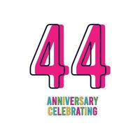 44 Years Anniversary Celebration Vector Template Design Illustration