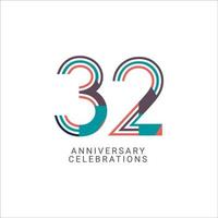 32 Years Anniversary Celebration Vector Template Design Illustration