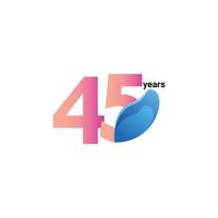 45 Years Anniversary Celebration Vector Template Design Illustration