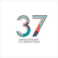 37 Years Anniversary Celebration Vector Template Design Illustration