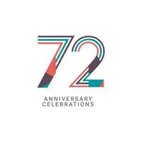 72 Years Anniversary Celebration Vector Template Design Illustration