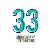 33 Years Anniversary Celebration Vector Template Design Illustration