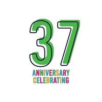 37 Years Anniversary Celebration Vector Template Design Illustration