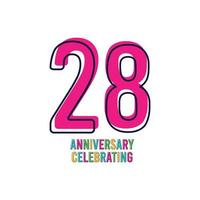 28 Years Anniversary Celebration Vector Template Design Illustration