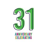 31 Years Anniversary Celebration Vector Template Design Illustration