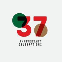 37 Years Anniversary Celebration Vector Template Design Illustration