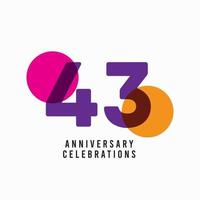 43 Years Anniversary Celebration Vector Template Design Illustration