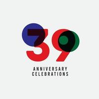 39 Years Anniversary Celebration Vector Template Design Illustration