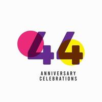 44 Years Anniversary Celebration Vector Template Design Illustration