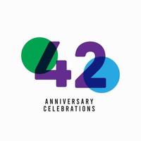 42 Years Anniversary Celebration Vector Template Design Illustration