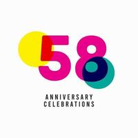 58 Years Anniversary Celebration Vector Template Design Illustration