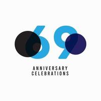 69 Years Anniversary Celebration Vector Template Design Illustration