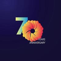 Ilustración de diseño de plantilla de vector de celebración de aniversario de 70 años