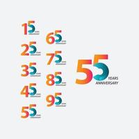 Ilustración de diseño de plantilla de vector de celebración de aniversario de 55 años