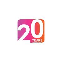 20 Years Anniversary Celebration Vector Template Design Illustration