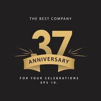 37 Years Anniversary Celebration Vector Template Design Illustration