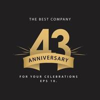 43 Years Anniversary Celebration Vector Template Design Illustration