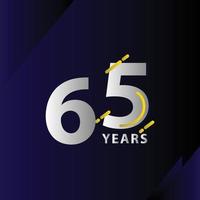 Ilustración de diseño de plantilla de vector de celebración de aniversario de 65 años