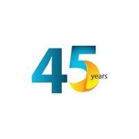 45 Years Anniversary Celebration Vector Template Design Illustration