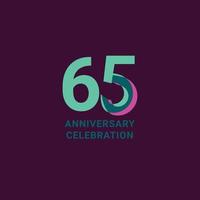 65 Years Anniversary Celebration Vector Template Design Illustration