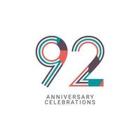 92 Years Anniversary Celebration Vector Template Design Illustration