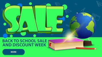 Back to school sale, banner in graffiti style with globe