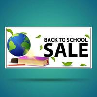 Back to school sale, white discount banner vector