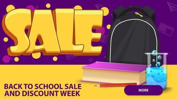 Back to school sale, banner in graffiti style with school backpack vector