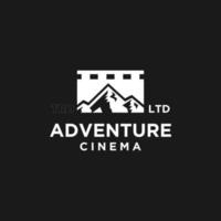 diseño de icono de logotipo negro de vector de película de montaña de aventura premium