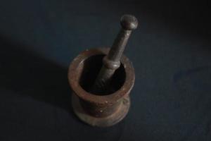The beautiful vintage mortar and pestle. photo