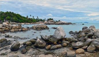 the view of the Garuda Stone on the coast of Bangka Belitung Indonesia photo