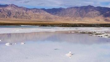Beautiful nature landscape view of Emerald Salt Lake in Qinghai China photo