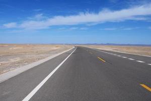 Nature landscape view of high way road in Dunhuang Gansu China. photo