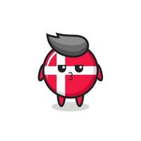 the bored expression of cute denmark flag badge characters vector