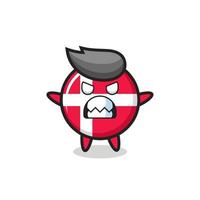 wrathful expression of the denmark flag badge mascot character vector