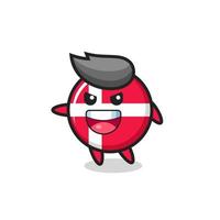 denmark flag badge cartoon with very excited pose vector