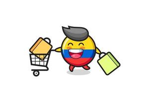 ilustración de viernes negro con linda mascota de insignia de bandera de colombia vector