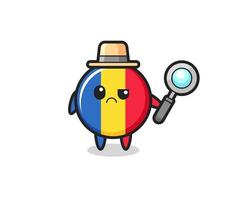la mascota de la linda insignia de la bandera de rumania como detective vector