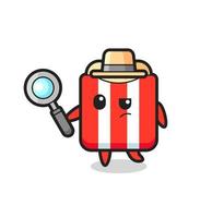 popcorn detective character is analyzing a case vector