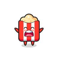 cute popcorn mascot with a yawn expression vector