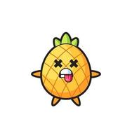 personaje de la linda piña con pose muerta vector