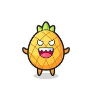 illustration of evil pineapple mascot character vector