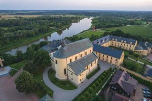 Drohiczyn, Poland 2021- Aerial view of cathedral during sunset photo